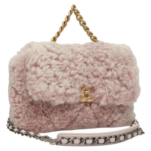 CHANEL Shearing Chain CHANEL 19 Bag Mouton 2way Pink M95573 CC Auth 116258AM - Picture 1 of 16